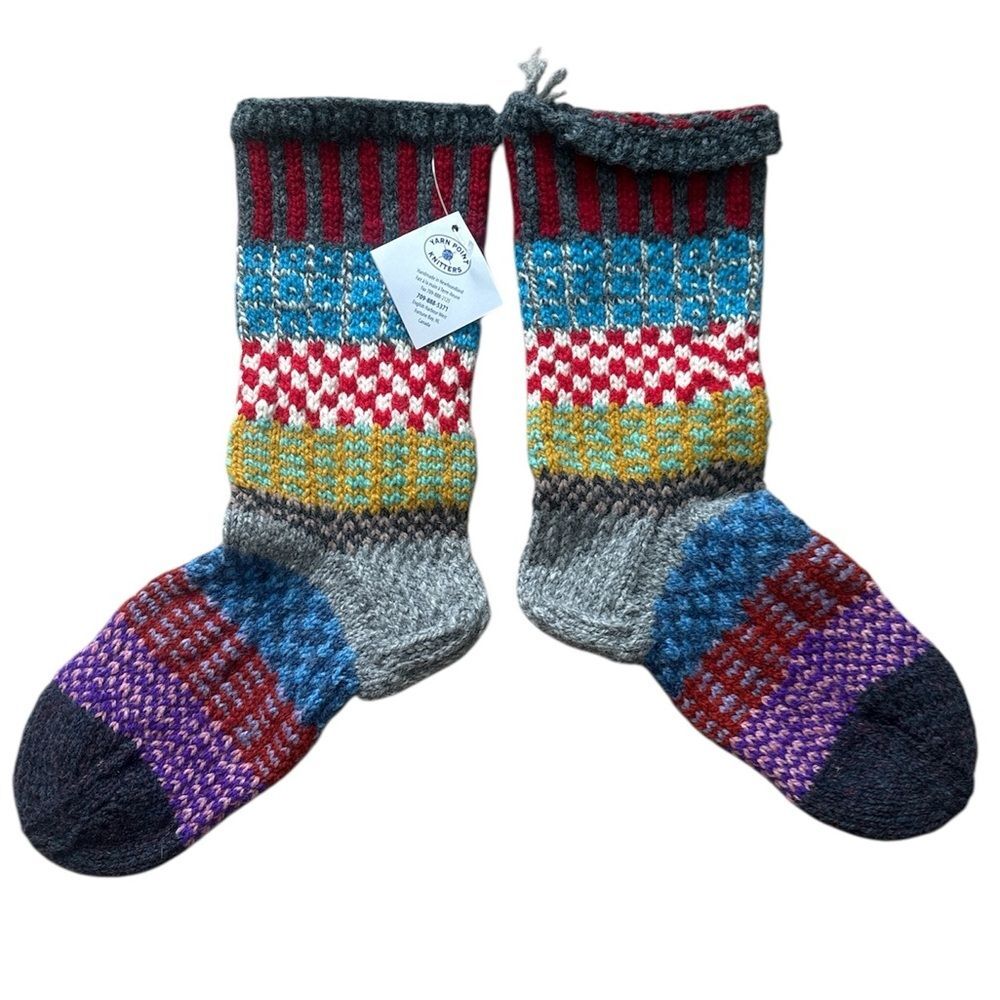 Yarn Point Knitters Newfoundland 100% Wool Handmade Knit Crochet Socks Adult